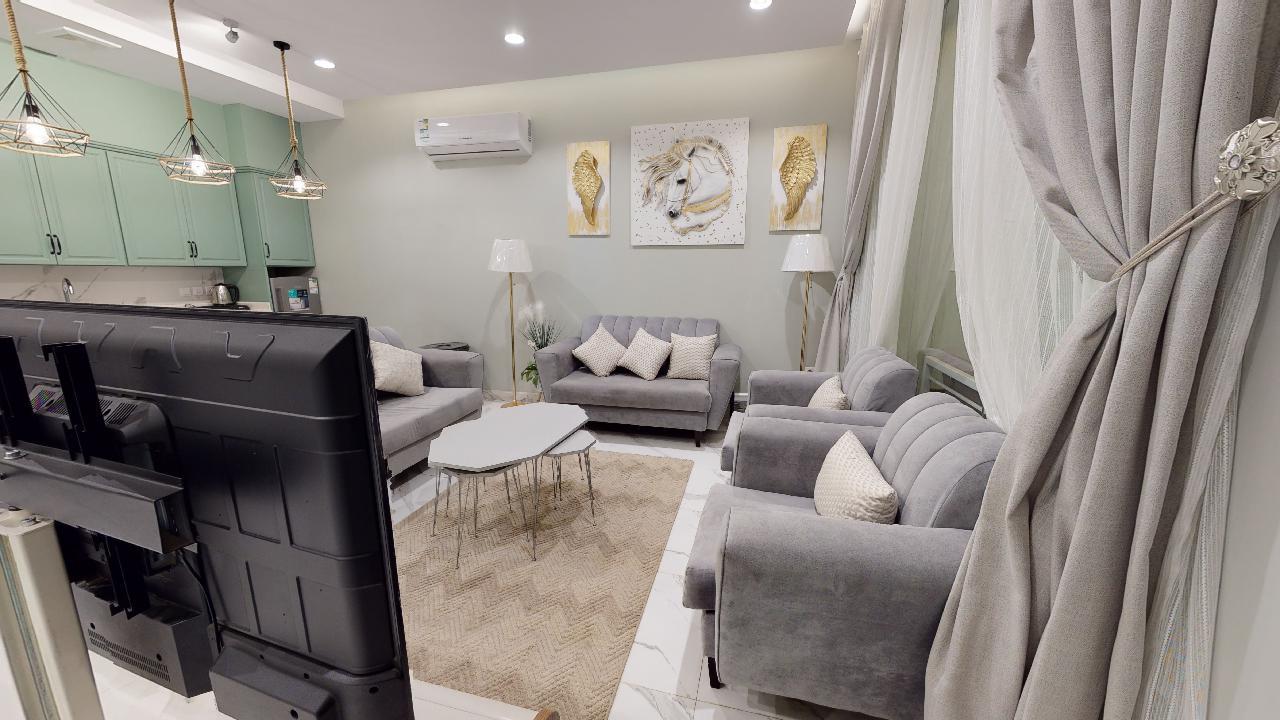 Comfy Chalet with Pool | 1308 Living Area